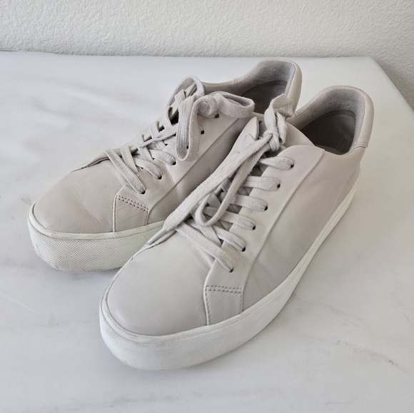 Vince Benfield Leather Platform Sneakers Cafe Au Lait Color Size 38.5 or US 8 - Picture 5 of 15